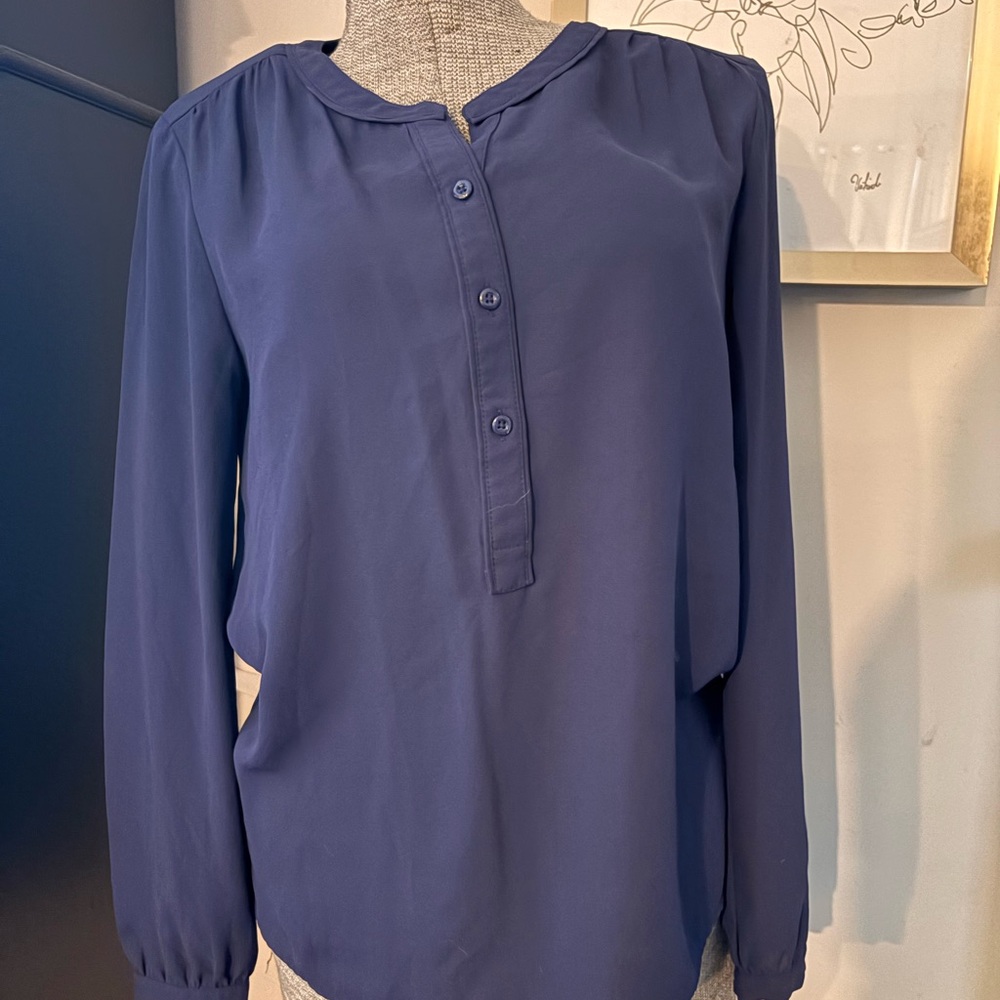 LOFT Deep Blue Button-Up Blouse